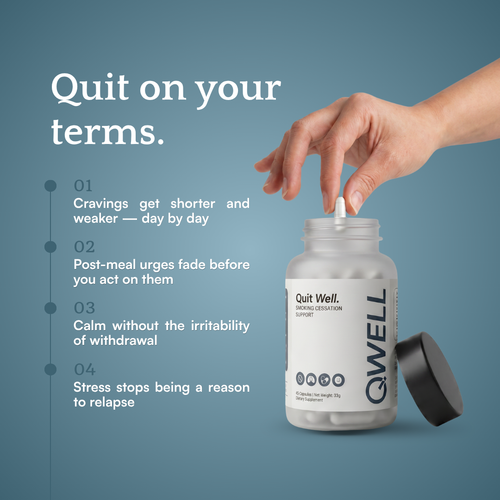 Four benefits of Qwell: shorter daily cravings, fading post-meal urges, calm without withdrawal irritability, and stress that no longer triggers relapse.
